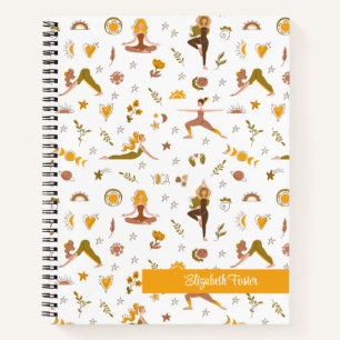 Boho Yoga Girl Custom Name Notebook