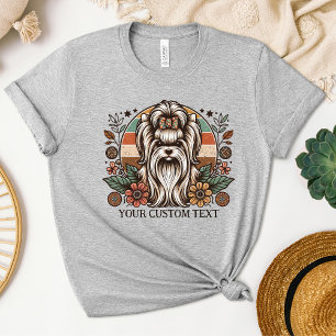 Boho Yorkie Rustic Floral Vintage Dog Mum T-Shirt