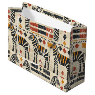 Boho Zebra Tribal Safari Pattern Large Gift Bag