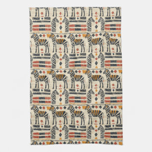 Boho Zebra Tribal Safari Pattern Tea Towel