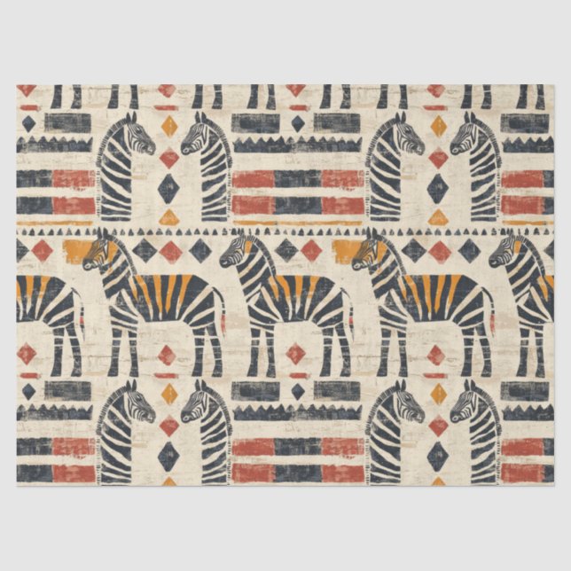 Boho Zebra Tribal Safari Pattern Tissue Paper (Front)
