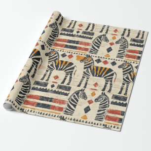Boho Zebra Tribal Safari Pattern Wrapping Paper
