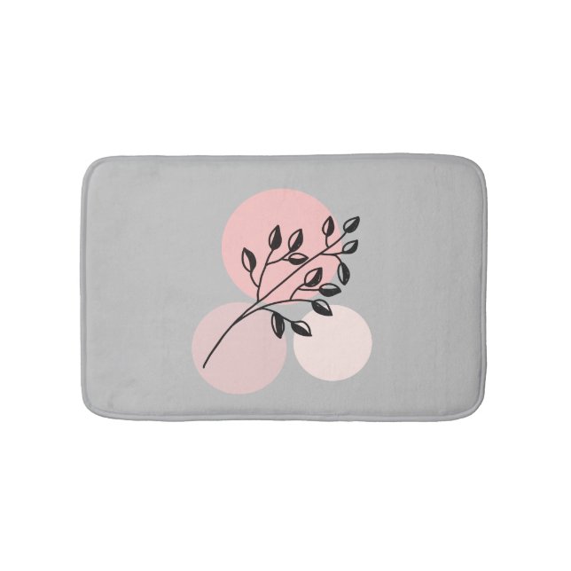 Boho Zen Botanical On Pink & Lilac Circles Bath Mat (Front)