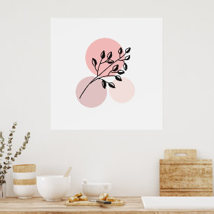 Boho Zen Botanical On Pink & Lilac Circles Poster