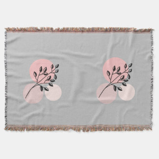 Boho Zen Botanical On Pink & Lilac Circles Throw Blanket