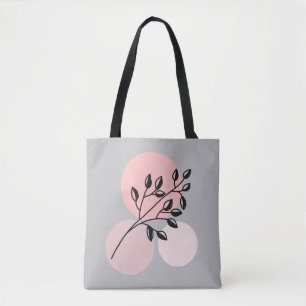 Boho Zen Botanical On Pink & Lilac Circles Tote Bag