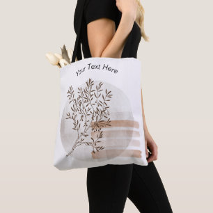 Boho Zen Foliage On Circle Botanical Tote Bag