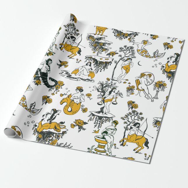 Boho Zodiac Astrology Horoscope Wrapping Paper (Unrolled)