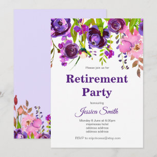 bohochic floral retirement party invitation