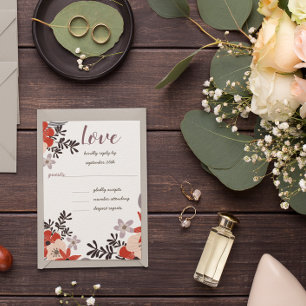 BohoRed Pink Lavender Lilac Floral Invitation RSVP