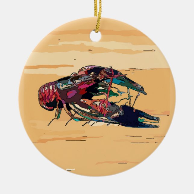 Boiled Crawfish on Wood Ceramic Tree Decoration (Front)
