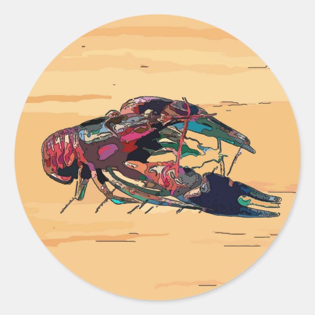 Boiled Crawfish on Wood Classic Round Sticker (Front)