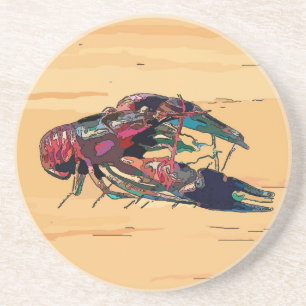 Boiled Crawfish on Wood Coaster