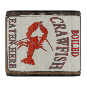 Boiled Crayfish Eaten Here Cutting Board