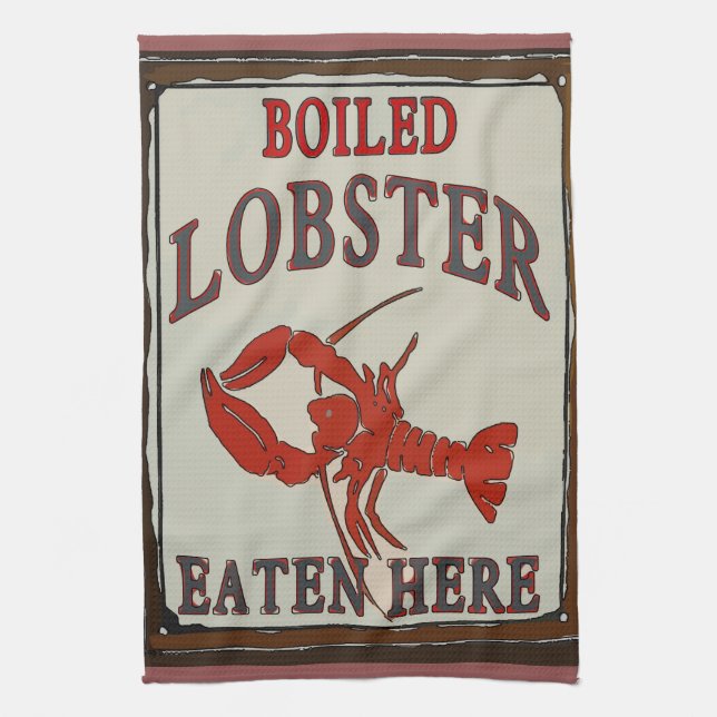 Boiled Lobster Eaten Here and Towel (Vertical)