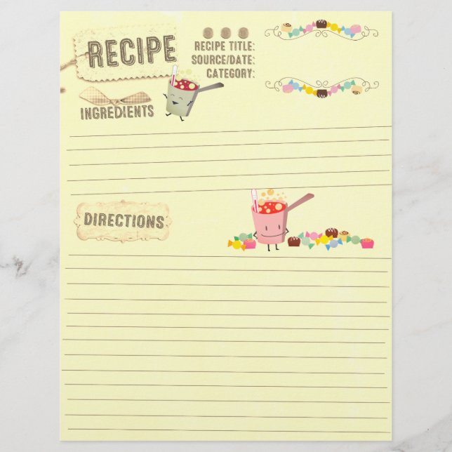 Boiling sugar candy cookbook recipe letterhead (Front)