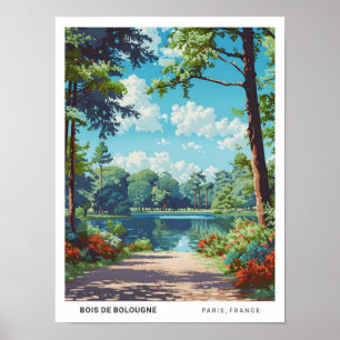 Bois de Bolougne Paris France Vintage Travel  Poster