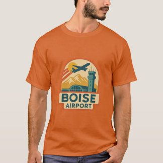 Boise Airport Retro with Mountains and Control Tow T-Shirt