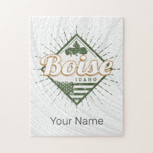 Boise City Idaho United States Vintage USA Tree Jigsaw Puzzle