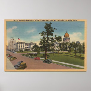 Boise, ID - View of Capital Park & Surrounding Poster