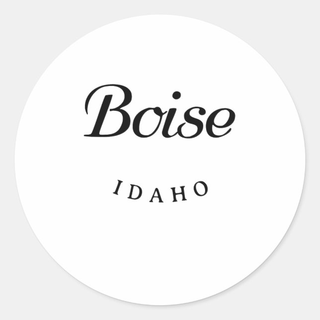 Boise Idaho Black Font Classic Round Sticker (Front)