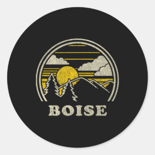 Boise Idaho Id T Shirt Vintage Hiking Mountains Te Classic Round Sticker