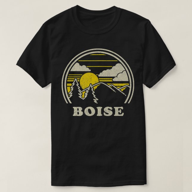 Boise Idaho ID  Vintage Hiking Mountains  T-Shirt (Design Front)