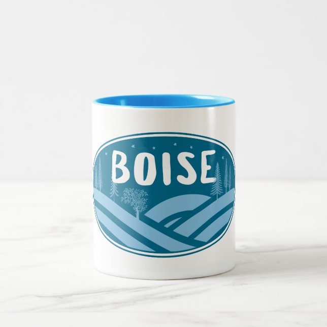 Boise Idaho Outdoors Two-Tone Coffee Mug (Center)