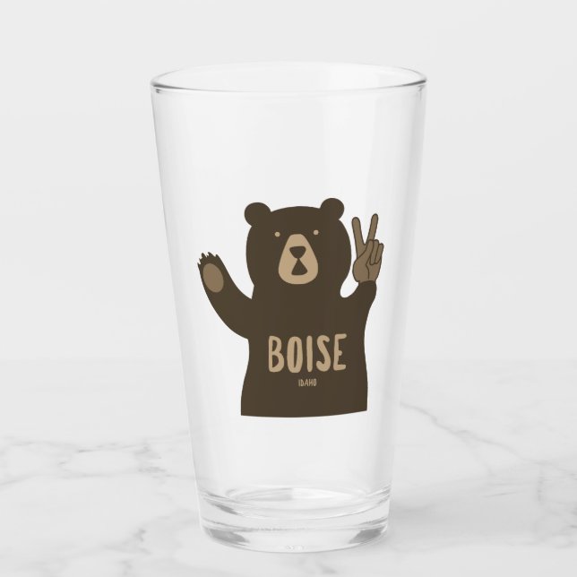 Boise Idaho Peace Bear Glass (Front)