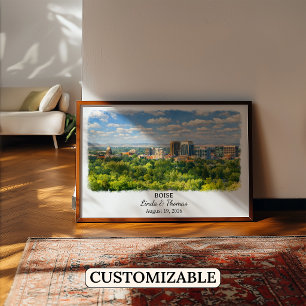 Boise Idaho Poster, Watercolor, Custom Poster