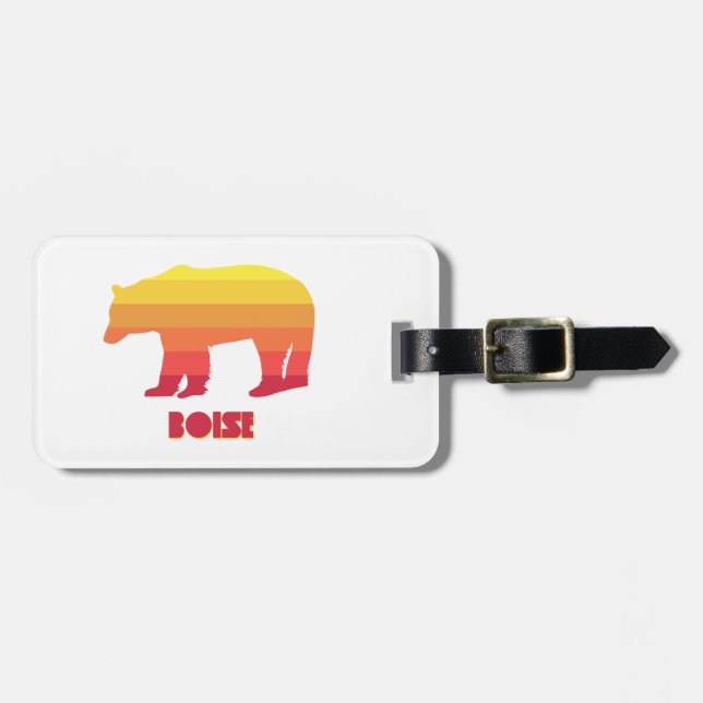 Boise Idaho Rainbow Bear Luggage Tag (Front Horizontal)