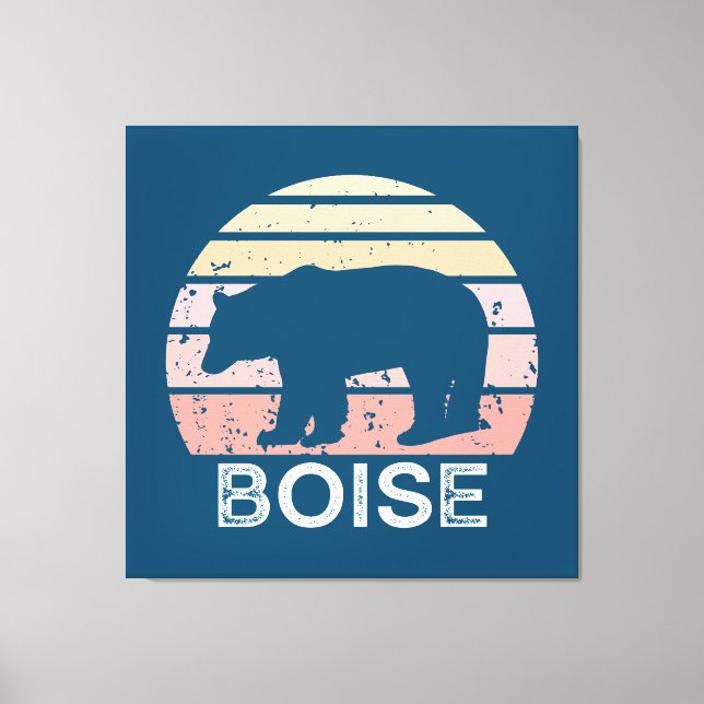 Boise Idaho Retro Bear Canvas Print (Front)