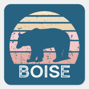Boise Idaho Retro Bear Square Sticker
