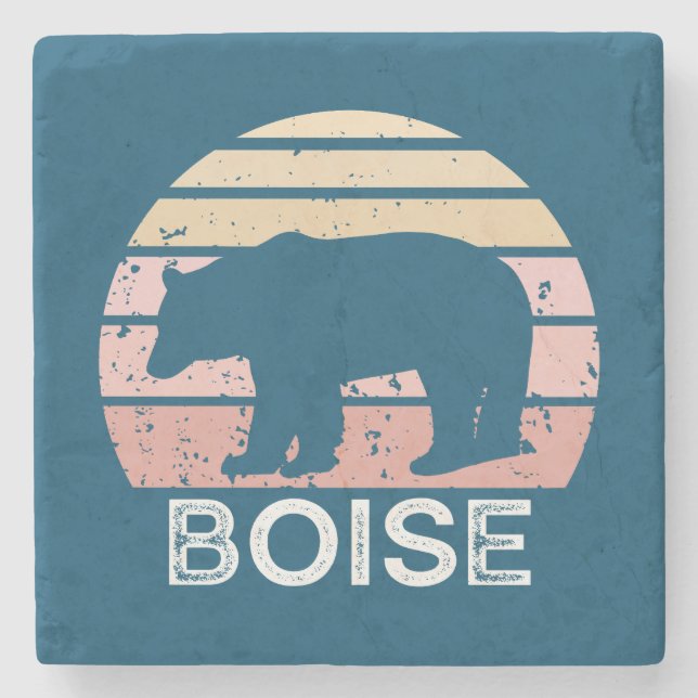 Boise Idaho Retro Bear Stone Coaster (Front)