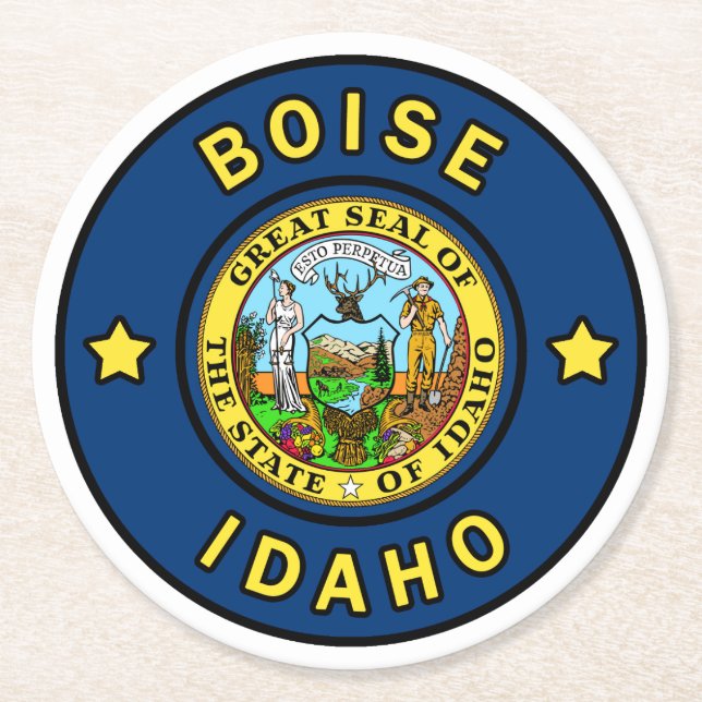 Boise Idaho Round Paper Coaster (Front)