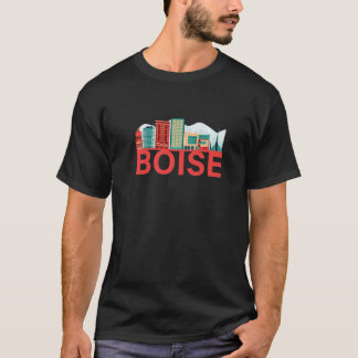 Boise Idaho USA City Skyline Silhouette Outline Sk T-Shirt