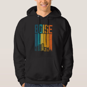 Boise Idaho Usa Retro Vintage Sunset Skyline Boise Hoodie