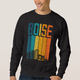 Boise Idaho Usa Retro Vintage Sunset Skyline Boise Sweatshirt