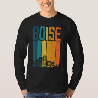 Boise Idaho Usa Retro Vintage Sunset Skyline Boise T-Shirt