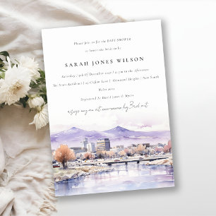 Boise, Idaho Watercolor Landscape Baby Shower Invitation