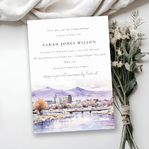Boise, Idaho Watercolor Landscape Bridal Shower Invitation