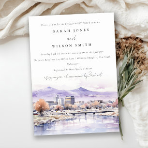Boise, Idaho Watercolor Landscape Engagement Invitation