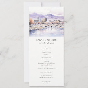 Boise, Idaho Watercolor Landscape Wedding Program Invitation