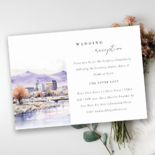 Boise Idaho Watercolor Landscape Wedding Reception Enclosure Card