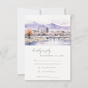 Boise, Idaho Watercolor Landscape Wedding RSVP Card