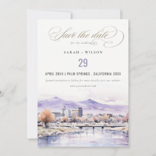 Boise, Idaho Watercolor Landscape Wedding Save The Date