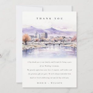 Boise, Idaho Watercolor Landscape Wedding Thank You Card
