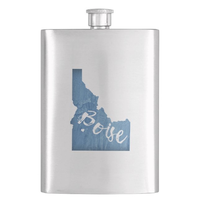 Boise, Idaho Wood Grain Hip Flask (Front)