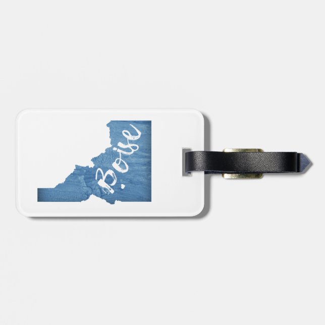 Boise, Idaho Wood Grain Luggage Tag (Back Horizontal)