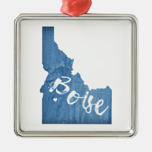 Boise, Idaho Wood Grain Metal Tree Decoration